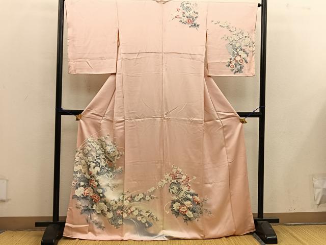 平和屋着物■訪問着 御所車花文 暈し染め 正絹 逸品 BAAX4491mz