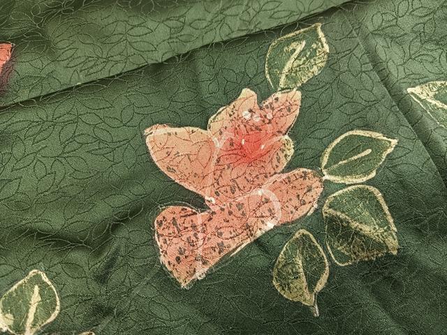 平和屋着物▽上質な小紋　単衣　型染め　草花文　正絹　逸品　BAAW3548mz 平和屋着物□上質な小紋 草花文 暈し染め 正絹 逸品 BAAX4466mzの通販