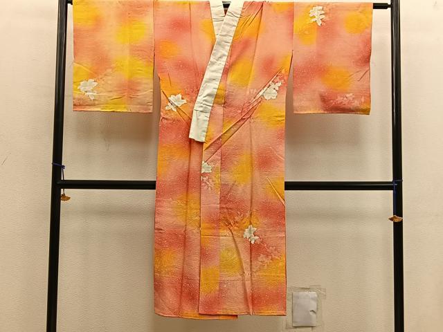 平和屋着物■長襦袢 無双仕立て 草花文 正絹 逸品 BAAX4508mz