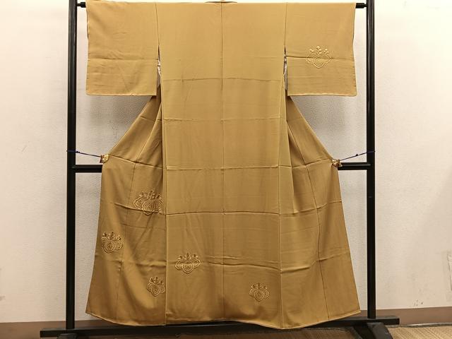 平和屋着物＊夏物　色無地　舞葉紋紗　百入茶色　洗える着物　AABE1392jd 平和屋着物＊夏物 小紋 紗 草花文 洗える着物 未使用 AABD8973jd