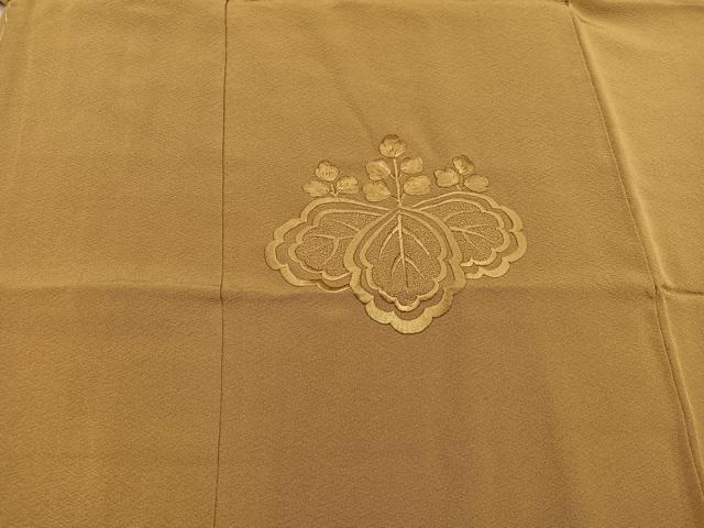 平和屋着物■無地絵羽訪問着 総刺繍 桐 山吹茶色 正絹 逸品 未使用 BAAX4513mz