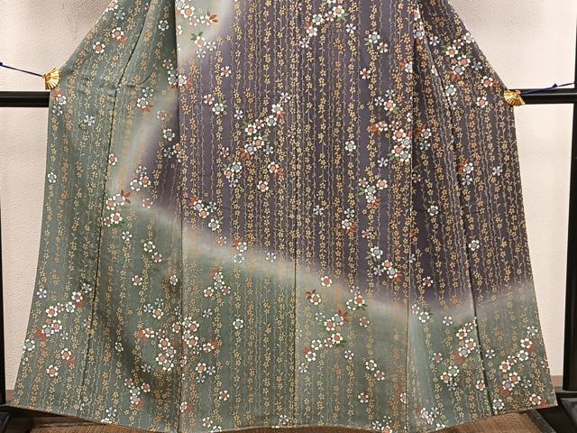 平和屋着物■訪問着 草花文 暈し染め 金糸 正絹 逸品 BAAX4523mz
