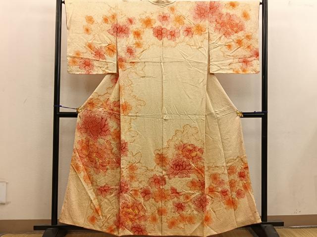 平和屋着物■訪問着 絞り 草花文 正絹 逸品 BAAX4542mz