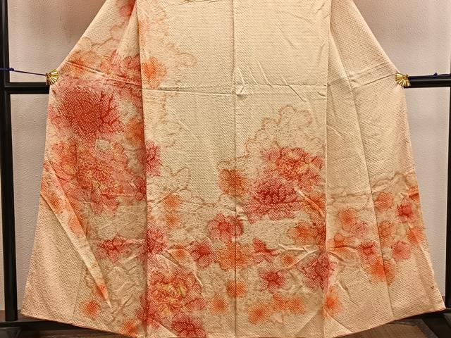 平和屋着物■訪問着 絞り 草花文 正絹 逸品 BAAX4542mz