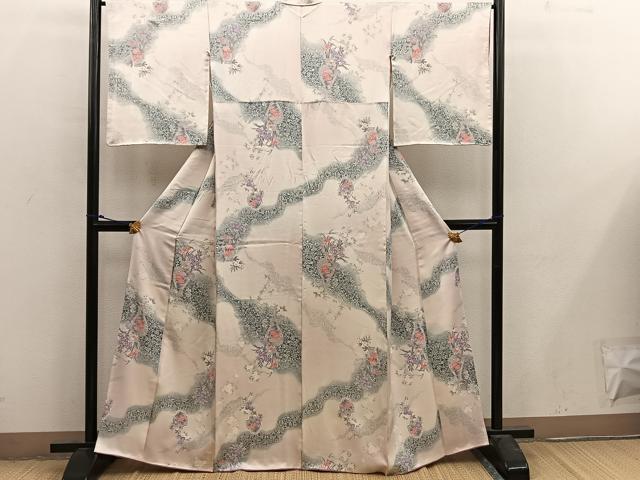 平和屋着物■上質な小紋 陶器花文 暈し染め 正絹 逸品 BAAX4552mz