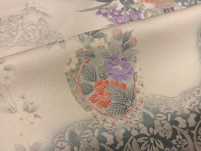 平和屋着物■上質な小紋 陶器花文 暈し染め 正絹 逸品 BAAX4552mz