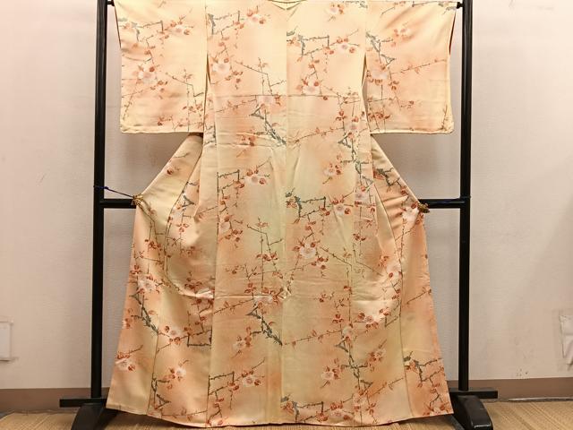 平和屋着物■上質な小紋 枝花文 暈し染め 正絹 逸品 BAAX4557mz
