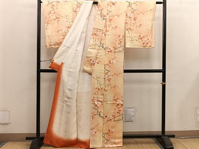 平和屋着物■上質な小紋 枝花文 暈し染め 正絹 逸品 BAAX4557mz