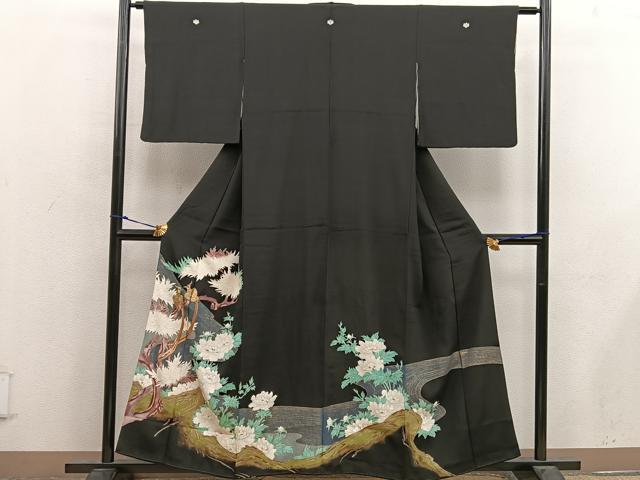 平和屋着物■豪華黒留袖 刺繍 鳳凰花文 金彩 正絹 逸品 BAAX4559mz