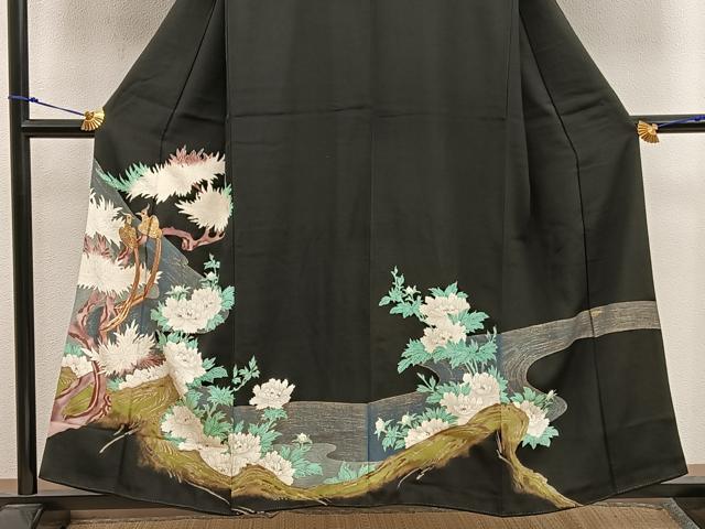平和屋着物■豪華黒留袖 刺繍 鳳凰花文 金彩 正絹 逸品 BAAX4559mz