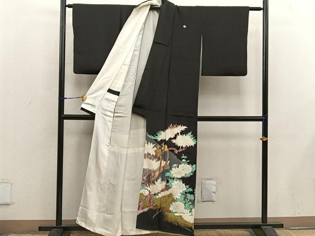 平和屋着物■豪華黒留袖 刺繍 鳳凰花文 金彩 正絹 逸品 BAAX4559mz