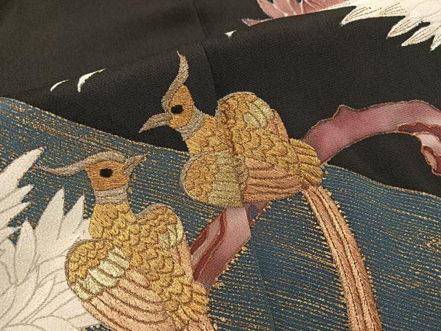 平和屋着物■豪華黒留袖 刺繍 鳳凰花文 金彩 正絹 逸品 BAAX4559mz