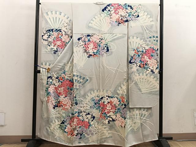 平和屋着物■豪華振袖 駒刺繍 牡丹花文 銀彩 正絹 逸品 BAAX4586mz
