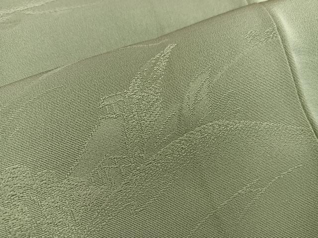 平和屋着物■上質な色無地 草葉地紋 若葉色 正絹 逸品 BAAX4590mz