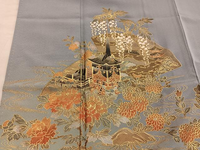 平和屋着物■豪華色留袖 地紙重ね花文 暈し染め 金彩 正絹 逸品 BAAX4592mz