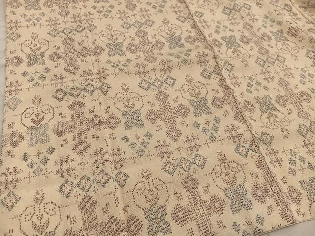 平和屋着物▽本塩沢　単衣　幾何学文様　正絹　逸品　AAAZ0978jh 平和屋着物▽本塩沢 単衣 幾何学文様 正絹 逸品 AABH8527jh