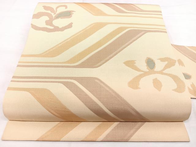 平和屋着物◎九寸名古屋帯 幾何学文 正絹 逸品 BAAX4617qw