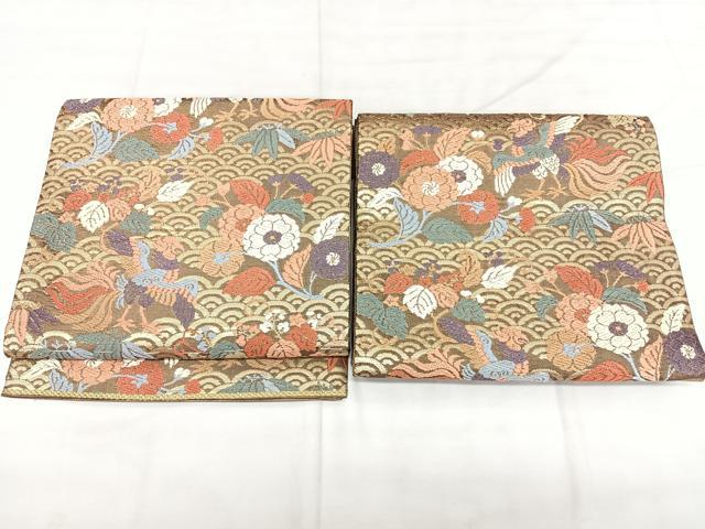 平和屋着物◎佐賀錦 つけ帯 唐織 花鳥文 金糸 正絹 逸品 BAAX4648qw