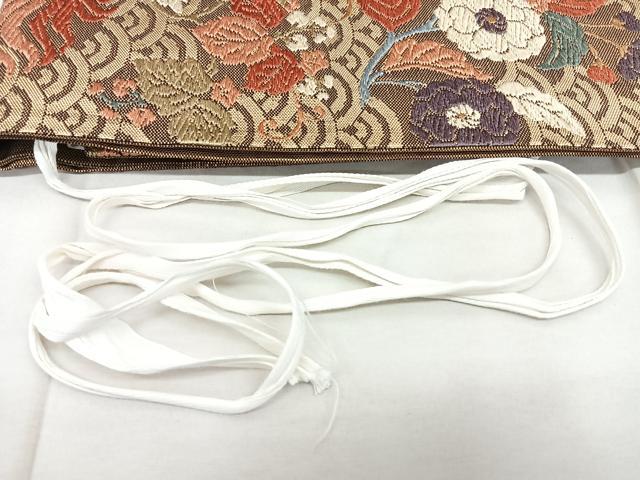 平和屋着物◎佐賀錦 つけ帯 唐織 花鳥文 金糸 正絹 逸品 BAAX4648qw