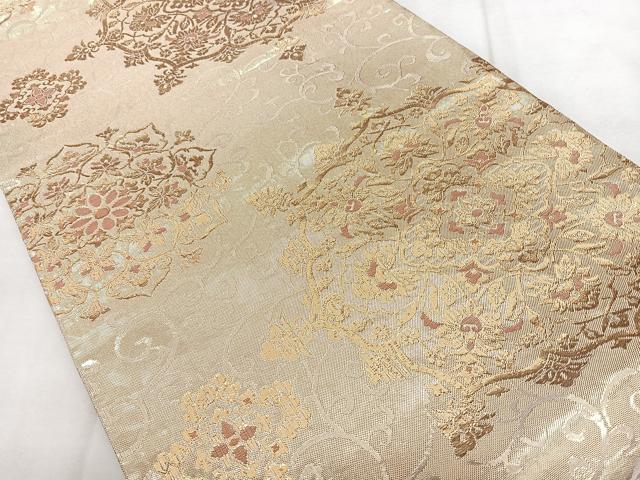 平和屋着物◎佐賀錦 六通柄袋帯 正倉院花文 金糸 正絹 逸品 BAAX4654qw