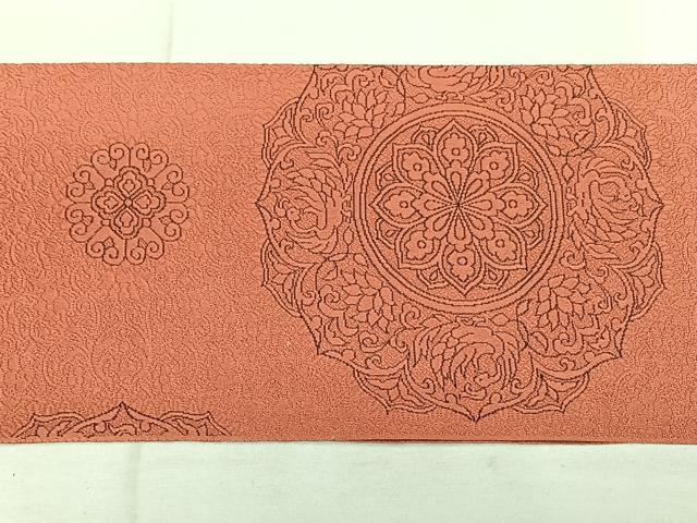 平和屋着物◎本場筑前博多織 八寸名古屋帯 正倉院花文 正絹 逸品 BAAX4710qw