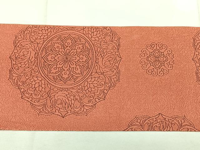平和屋着物◎本場筑前博多織 八寸名古屋帯 正倉院花文 正絹 逸品 BAAX4710qw