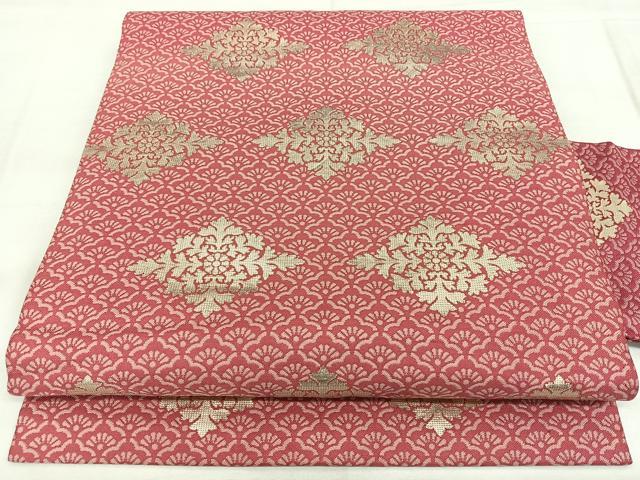 平和屋着物◎全通柄 九寸名古屋帯 花菱文 金糸 正絹 逸品 BAAX4712qw