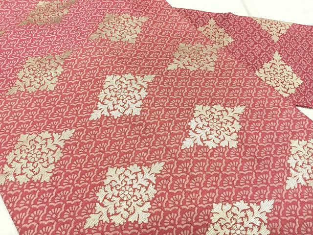 平和屋着物◎全通柄 九寸名古屋帯 花菱文 金糸 正絹 逸品 BAAX4712qw