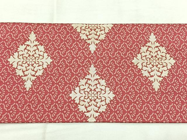 平和屋着物◎全通柄 九寸名古屋帯 花菱文 金糸 正絹 逸品 BAAX4712qw