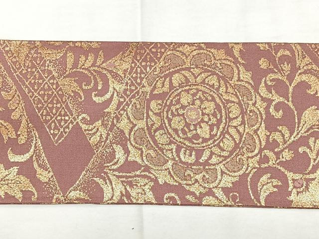 平和屋着物◎九寸名古屋帯 切嵌花文 金糸 正絹 逸品 BAAX4724qw