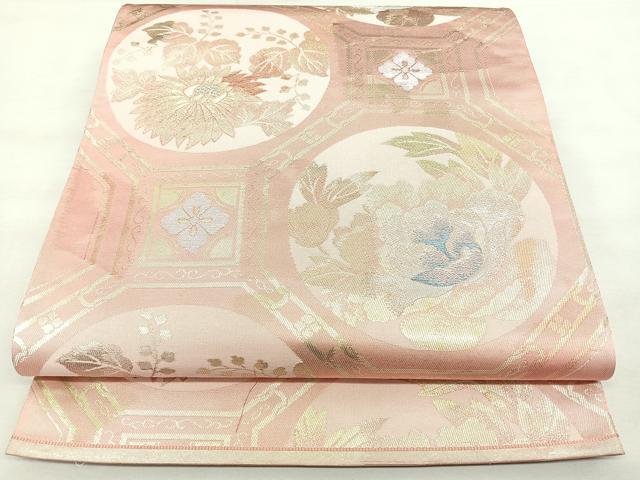平和屋着物◎六通柄袋帯 蜀江花文 引箔 正絹 逸品 BAAX4741qw