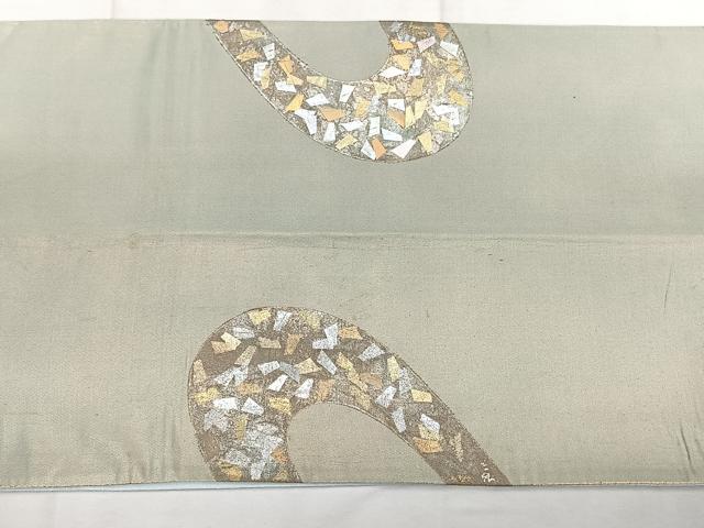 平和屋着物◎西陣 太鼓柄袋帯 箔散らし 金銀彩 引箔 正絹 逸品 BAAX4742qw