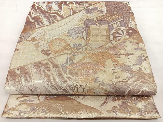 平和屋着物◎佐賀錦 六通柄袋帯 唐織 古都 金糸 正絹 逸品 BAAX4744qw