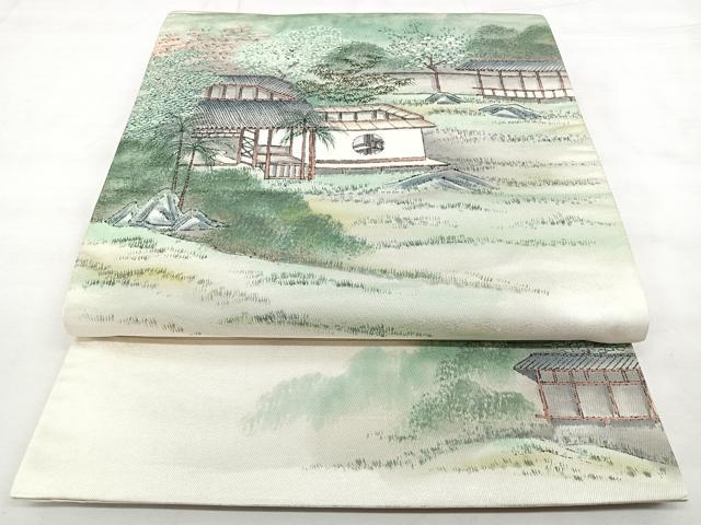 平和屋着物◎太鼓柄袋帯 作家物 手描き 嵯峨 引箔 正絹 逸品 BAAX4753qw