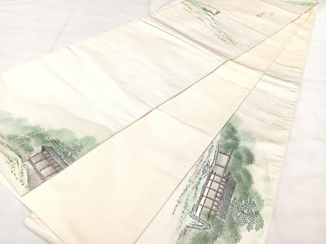 平和屋着物◎太鼓柄袋帯 作家物 手描き 嵯峨 引箔 正絹 逸品 BAAX4753qw