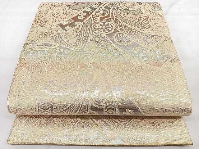 平和屋着物◎佐賀錦 六通柄袋帯 束ね熨斗文 金糸 正絹 逸品 BAAX4784qw