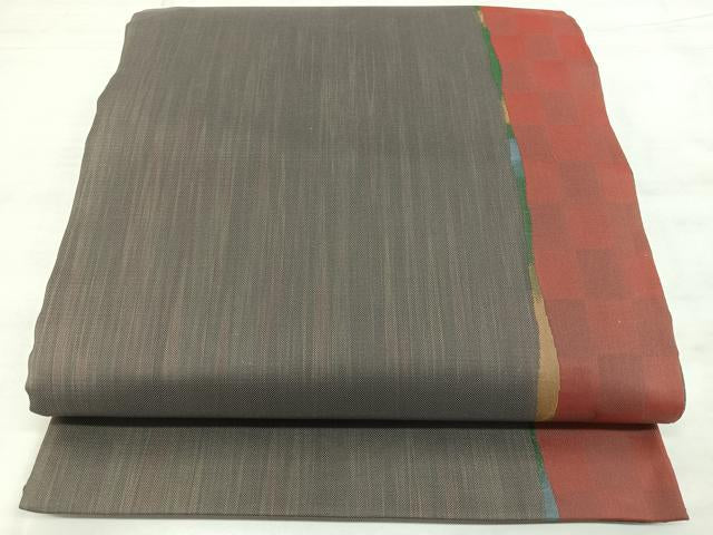 平和屋着物◎六通柄袋帯 綺羅螺 縞 さがみ 正絹 逸品 BAAX4789qw