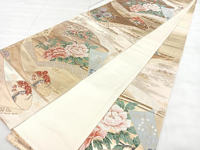 平和屋着物◎六通柄袋帯 唐織 仙兆花文 金糸 引箔 正絹 逸品 BAAX4795qw