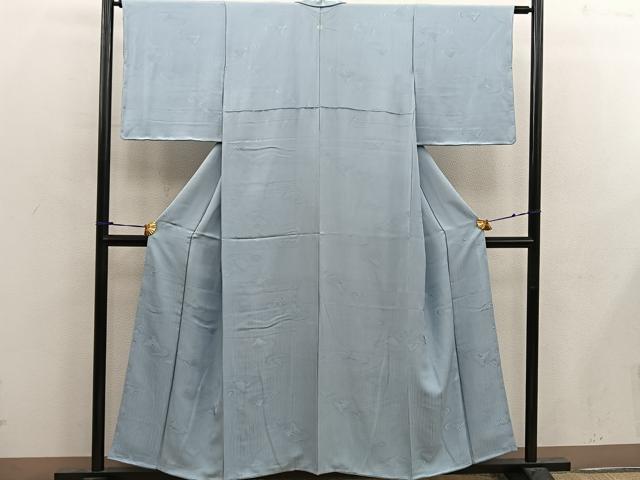 平和屋着物■上質な色無地 石庭地紋 湊鼠色 正絹 逸品 未使用 BAAX4804mz