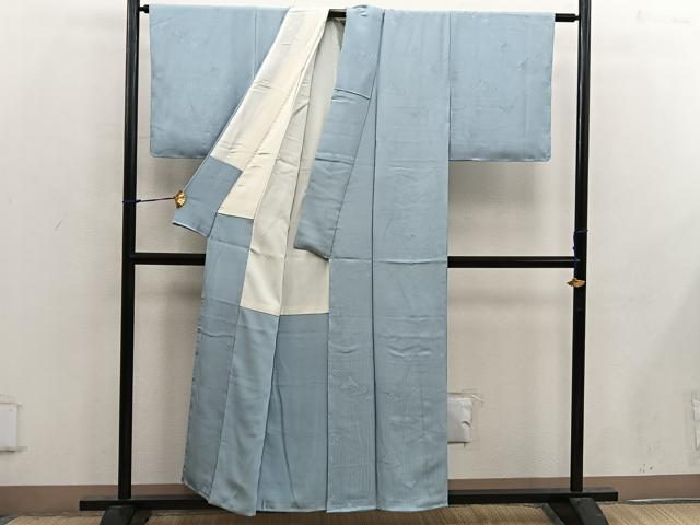 平和屋着物■上質な色無地 石庭地紋 湊鼠色 正絹 逸品 未使用 BAAX4804mz