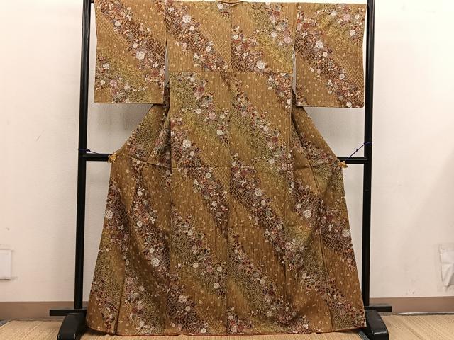 平和屋着物■上質な小紋 菊花文 金彩 正絹 逸品 未使用 BAAX4806mz