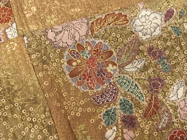 平和屋着物■上質な小紋 菊花文 金彩 正絹 逸品 未使用 BAAX4806mz