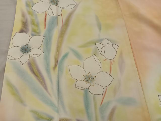 平和屋着物■訪問着 駒刺繍 草花文 暈し染め 正絹 逸品 BAAX4814mz