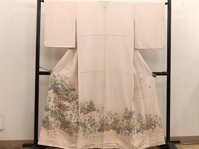 平和屋着物●本加賀友禅作家 染元千紅代表 寺西一紘 色留袖 花鳥文 正絹 逸品 BAAX4819mz