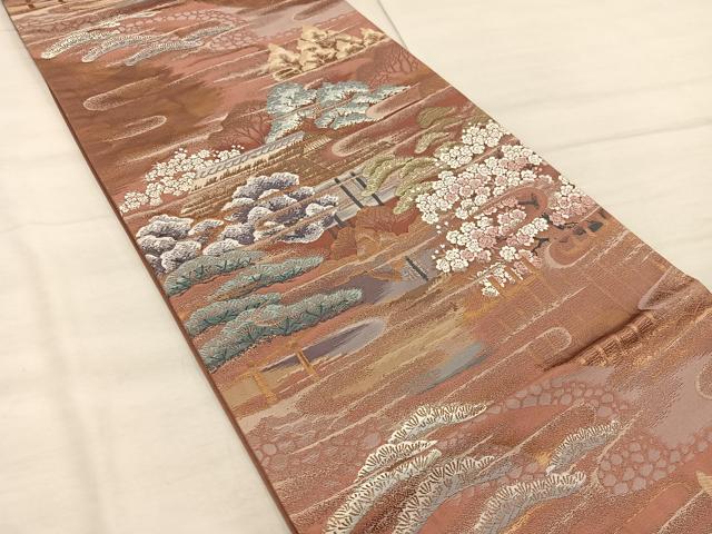 平和屋着物◎六通柄袋帯 唐織 離宮の春 金糸 正絹 逸品 BAAX4845mz