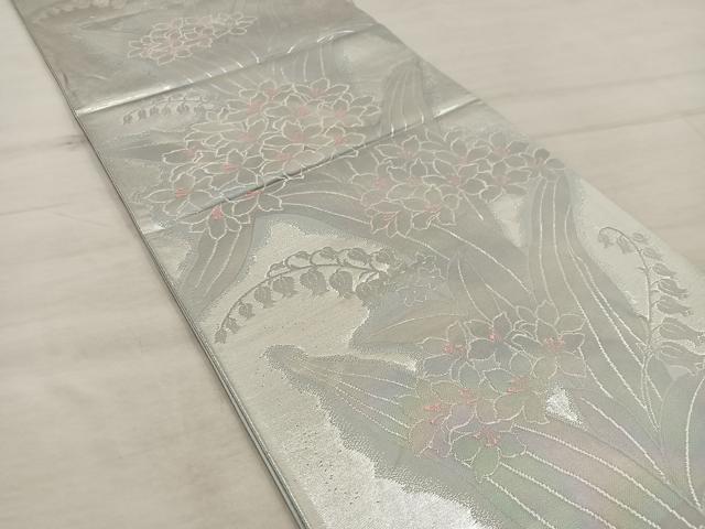 平和屋着物◎六通柄袋帯 草花文 正絹 逸品 BAAX4849mz