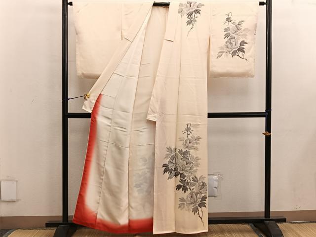 平和屋着物■訪問着 手描き 枝花文 正絹 逸品 BAAX4880mz