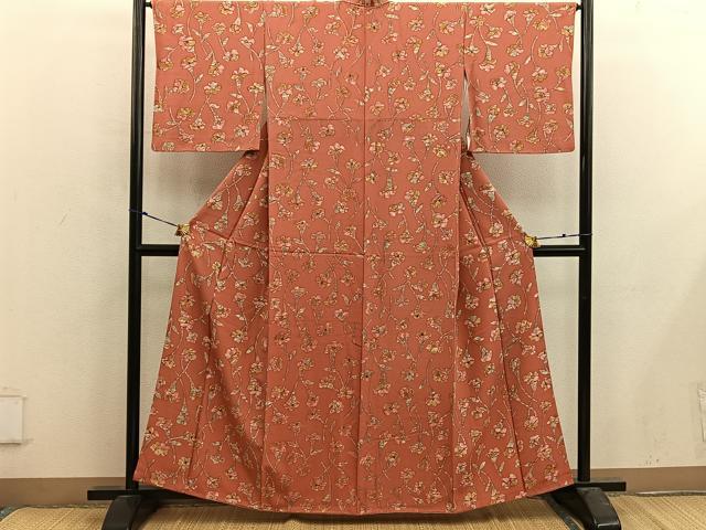 平和屋着物■上質な小紋 草花文 ろうけつ染め 正絹 逸品 BAAX4893mz