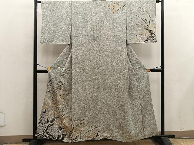 平和屋着物■訪問着 草花文 たたき染め 金彩 正絹 逸品 BAAX4896mz