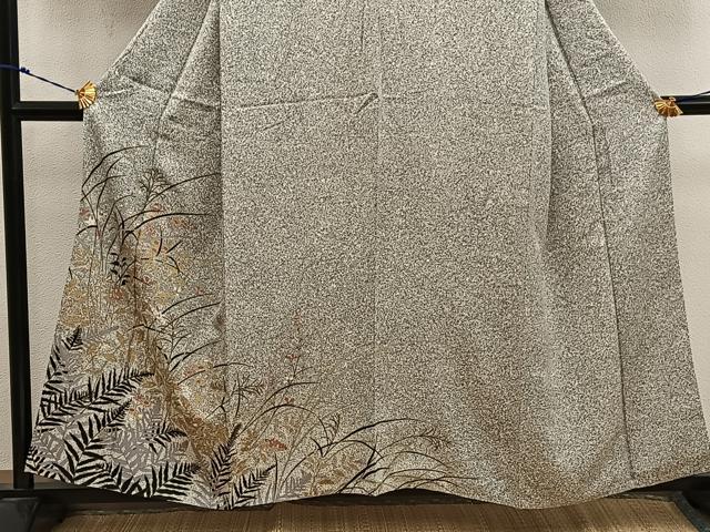 平和屋着物■訪問着 草花文 たたき染め 金彩 正絹 逸品 BAAX4896mz